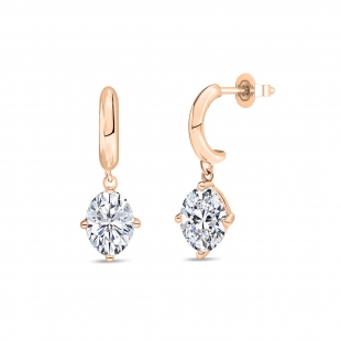 IGI Certified 1.50 Ctw Oval Lab Grown Diamond Solitaire Classic Drop Earrings for Women in 10K White Gold in Screw Back