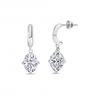 IGI Certified 2.00 Ctw Oval Lab Grown Diamond Solitaire Classic Drop Earrings for Women in 10K White Gold in Screw Back
