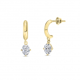 0.25 Ctw Oval Lab Grown Diamond Solitaire Classic Drop Earrings for Women in 10K Yellow Gold in Screw Back