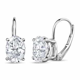 IGI Certified 2.50 Cttw Oval Lab Grown Diamond Solitaire Lever Back Earrings ,925 Sterling Silver