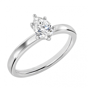 0.25 Carat Pear Shape Lab Grown White Diamond Sparkling Solitaire Engagement Ring for Women in 10K White Gold