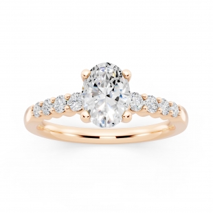 IGI Certified Oval (1.00 CT) & Round (0.23 CT) Lab Grown White Diamond Solitaire Engagement Ring for Women in 10K Solid Rose Gold