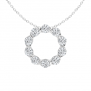2.00 Cttw Round Lab Grown Diamond Twisted Arms Open Circle Pendant with 18 inch Silver Chain, 10K White Gold