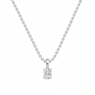 IGI Certified 0.75 Cttw Oval Solitaire Lab Grown Diamond 4 Prong Pendant with 18 inch Silver Chain, 10K Solid White Gold
