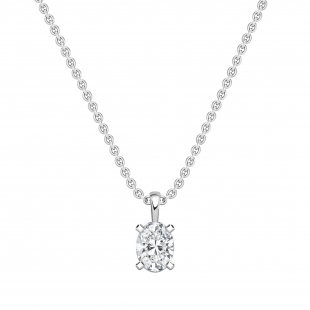IGI Certified 2.50 Cttw Oval Solitaire Lab Grown Diamond 4 Prong Pendant with 18 inch Silver Chain, 10K Solid White Gold