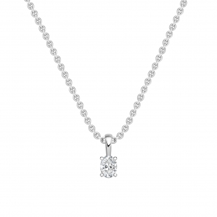 0.25 Cttw Oval Solitaire Lab Grown Diamond 4 Prong Pendant with 18 inch Silver Chain, 925 Sterling Silver