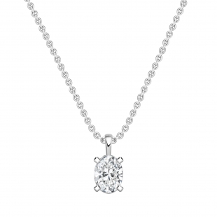 IGI Certified 3.00 Cttw Oval Solitaire Lab Grown Diamond 4 Prong Pendant with 18 inch Gold Chain, 10K Solid White Gold