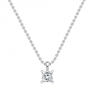 IGI Certified 3.00 Cttw Princess Lab Grown Diamond 4 Prong Solitaire Pendant with 18 inch Silver Chain, 10K White Gold
