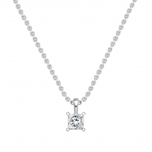 IGI Certified 2.00 Cttw Princess Lab Grown Diamond 4 Prong Solitaire Pendant with 18 inch Gold Chain, 10K White Gold