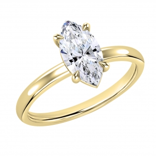 0.50 Cttw Marquise Lab Grown Diamond Solitaire Engagement Ring, 10K Yellow Gold