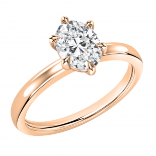 14K Rose Gold 6 Prong Solitaire Ring, 0.50 ctw Oval Lab Grown Diamond
