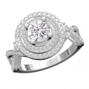 IGI CERTIFIED Pear & Round Lab Grown White Diamond Crisscross Split Shank Engagement Ring for Women (2.05 ctw, Color I-J, Clarity I2-I3) in 925 Sterling SIlver