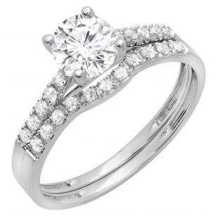 IGI CERTIFIED 6mm Round Lab Grown White Diamond Solitaire Style Engagement Ring Set For Women (1.30 ctw Color H-I Clarity SI2) in 925 Sterling Silver