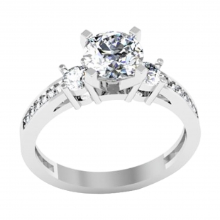DGLA CERTIFIED Round Lab Grown White Diamond Trinity Engagement Ring for Women (1.56 ctw, Color H-I, Clarity SI2) in 925 Sterling Silver