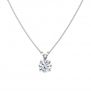 0.50 Ctw Round Solitaire Cubic Zirconia 4 Prong Pendant with 18 inch Silver Chain, 925 Sterling Silver