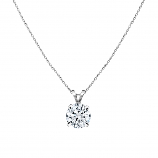 0.75 Ctw Round Solitaire Cubic Zirconia 4 Prong Pendant with 18 inch Silver Chain, 925 Sterling Silver