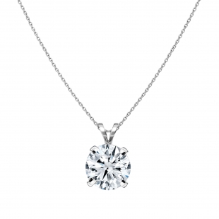 2.50 Ctw Round Solitaire Cubic Zirconia 4 Prong Pendant with 18 inch Silver Chain, 925 Sterling Silver