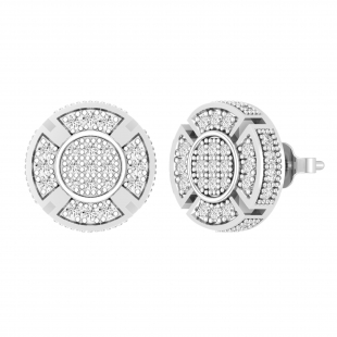 Round Cubic Zirconia Classic Circular Framed Stud Earrings for Women (1.56 ctw, Color White, Clarity Clean) in 925 Sterling Silver in Push Back