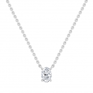 0.50 Cttw Oval Cubic Zirconia Solitaire Pendant Necklace with 18 inch Silver Chain in 925 Sterling Silver