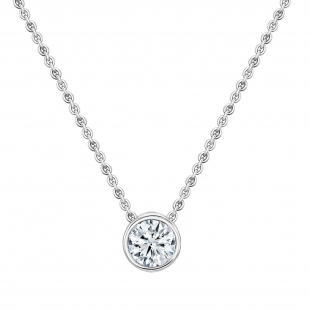 0.25 Cttw Round Cubic Zirconia Solitaire Bezel Set Pendant with 18 inch Silver Chain, 925 Sterling Silver