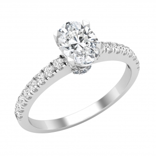 Solitaire Engagement Ring for Women with 1.11 ctw, Oval (0.80 ct Center) & Round (0.31 ct) Cubic Zirconia in 925 Sterling Silver