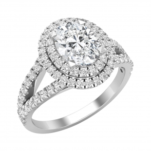 1.25 Carat Oval and 0.63 Carat Round Cubic Zirconia Composite Halo Filigree Wedding Ring for Women in 925 Sterling Silver