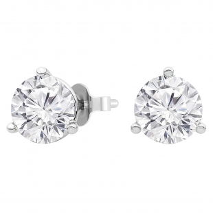 1.75 Cttw Round Cubic Zirconia Solitaire Stud Earrings for Women in 925 Sterling Silver in Push Back