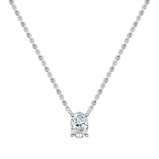 0.50 Ctw Oval Cubic Zirconia 4 Prong Solitaire Pendant with 18 inch Silver Chain, 925 Sterling Silver
