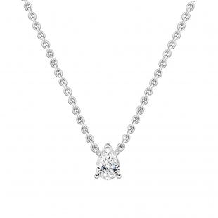 0.50 Ctw Pear Cubic Zirconia Teardrop Solitaire Pendant with 18 inch Silver Chain, 925 Sterling Silver
