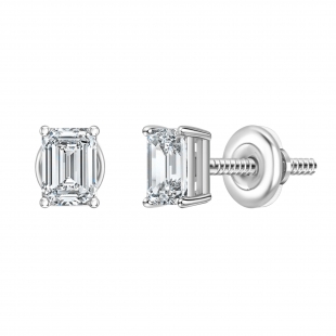 0.25 Ctw Emerald Cut Cubic Zironia Solitaire 4 Prong Stud Earrings, 925 Sterling Silver in Screw Back