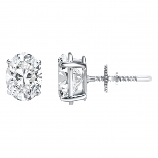 1.25 Cttw Oval Cubic Zirconia Solitaire Stud Earrings for Women in 925 Sterling Silver in Screw Back