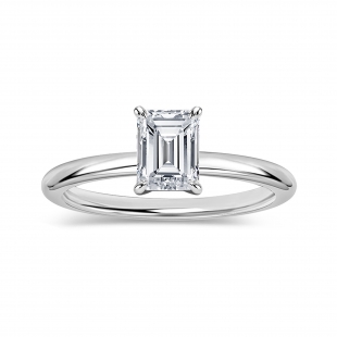 0.75 Ctw Emerald Cut Cubic Zirconia 4 Prong Solitaire Ring, 925 Sterling Silver