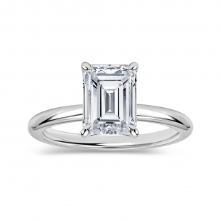 1.50 Ctw Emerald Cut Cubic Zirconia 4 Prong Solitaire Ring, 925 Sterling Silver