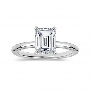 2.50 Ctw Emerald Cut Cubic Zirconia 4 Prong Solitaire Ring, 925 Sterling Silver