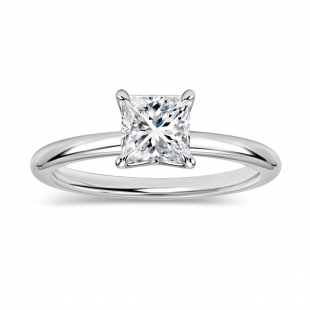 0.75 Ctw Princess Cubic Zirconia Solitaire Ring,925 Sterling Silver