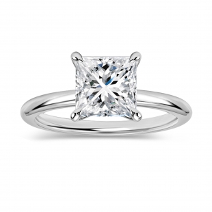 1.50 Ctw Princess Cubic Zirconia Solitaire Ring,925 Sterling Silver