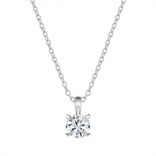 0.25 Ctw Round Solitaire Cubic Zirconia Classic Four Prong Pendant with 18 inch Silver Chain, 925 Sterling Silver