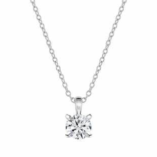 0.50 Ctw Round Solitaire Cubic Zirconia Classic Four Prong Pendant with 18 inch Silver Chain, 925 Sterling Silver