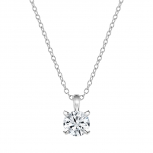 0.75 Ctw Round Solitaire Cubic Zirconia Classic Four Prong Pendant with 18 inch Silver Chain, 925 Sterling Silver