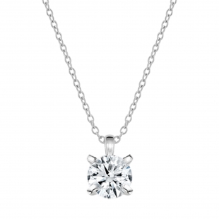 3.00 Ctw Round Solitaire Cubic Zirconia Classic Four Prong Pendant with 18 inch Silver Chain, 925 Sterling Silver