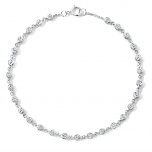 Bezel Set Link Bracelet for Women with 1 ctw Round Cubic Zirconia in 925 Sterling Silver