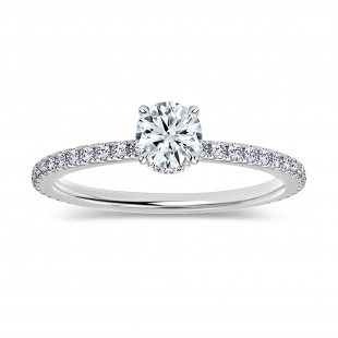 925 Sterling Silver Hidden Halo Solitaire Ring, 0.54 ctw, Round Cubic Zirconia