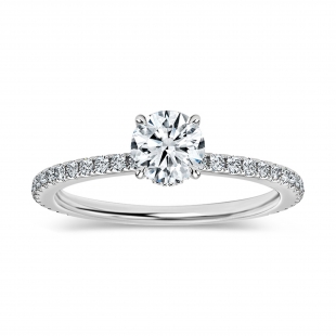 925 Sterling Silver Hidden Halo Solitaire Ring, 0.79 ctw, Round Cubic Zirconia