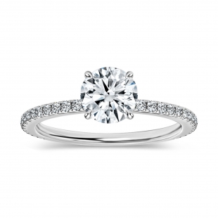 925 Sterling Silver Hidden Halo Solitaire Ring, 1.04 ctw, Round Cubic Zirconia