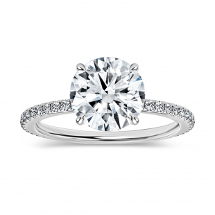 925 Sterling Silver Hidden Halo Solitaire Ring, 2.29 ctw, Round Cubic Zirconia