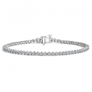1.00 Ctw Round Cubic Zirconia Classic Linear Tennis Bracelet, 925 Sterling Silver