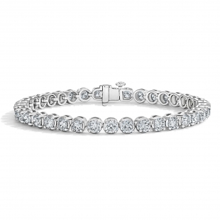 10.00 Ctw Round Cubic Zirconia Classic Linear Tennis Bracelet, 925 Sterling Silver