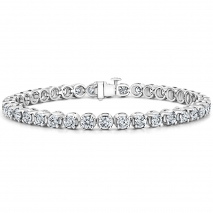 7.00 Ctw Round Cubic Zirconia Classic Linear Tennis Bracelet, 925 Sterling Silver