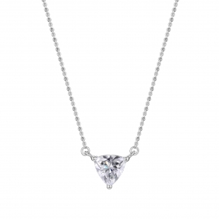 2.00 Ctw Trillion Cubic Zirconia 3 Prong Minimalist Solitaire Pendant with 18 inch Silver Chain, 925 Sterling Silver