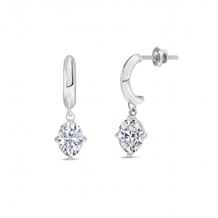 0.75 Ctw Oval Cubic Zirconia Solitaire Classic Drop Earrings for Women in 925 Sterling Silver in Screw Back